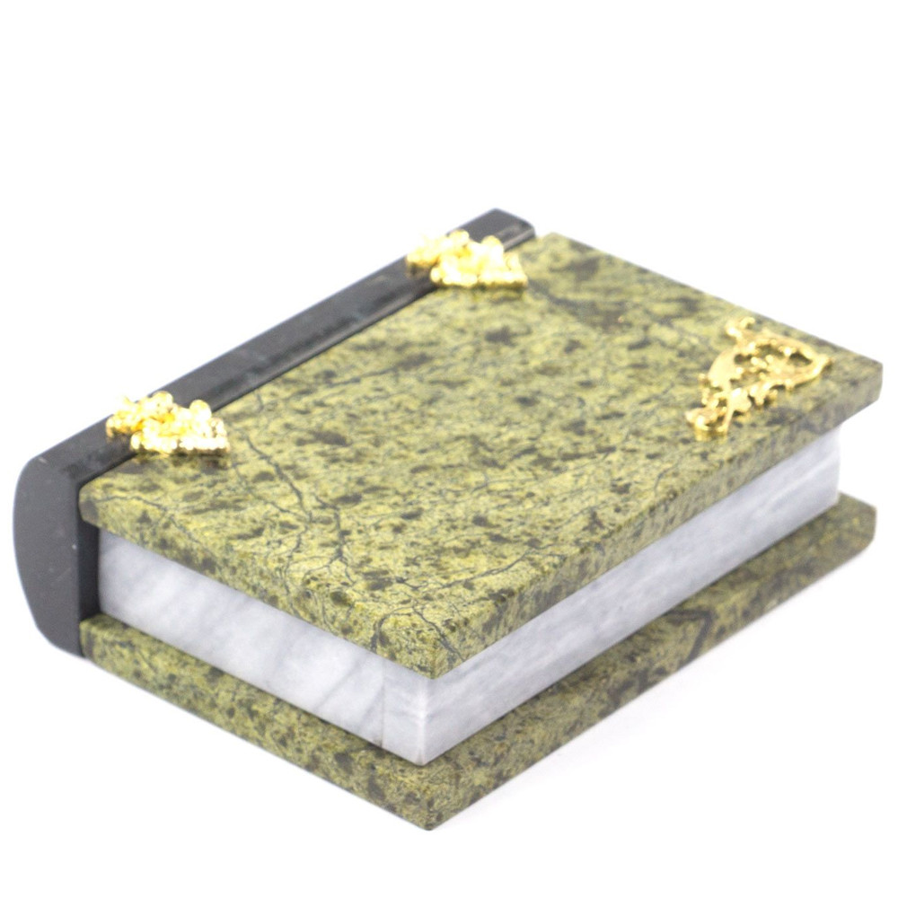 Шкатулка в виде книги из натурального камня змеевик Stone Casket