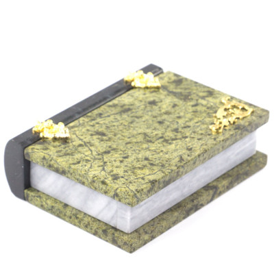 Шкатулка в виде книги из натурального камня змеевик Stone Casket