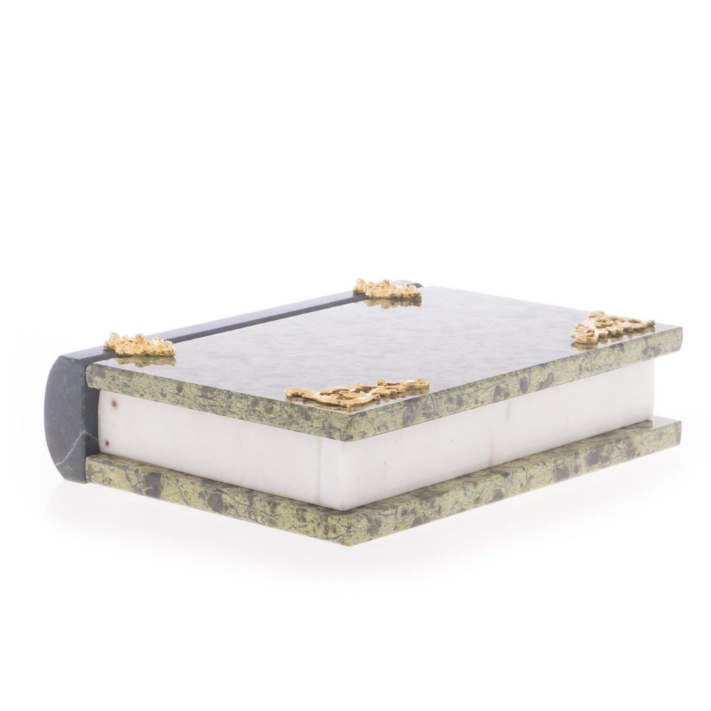 Шкатулка в виде книги из натурального камня змеевик Stone Casket