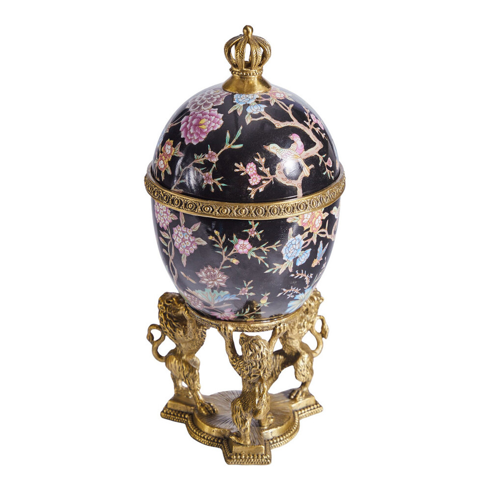 Шкатулка в форме яйца на величественных львах из фарфора с бронзовыми элементами Eden Garden