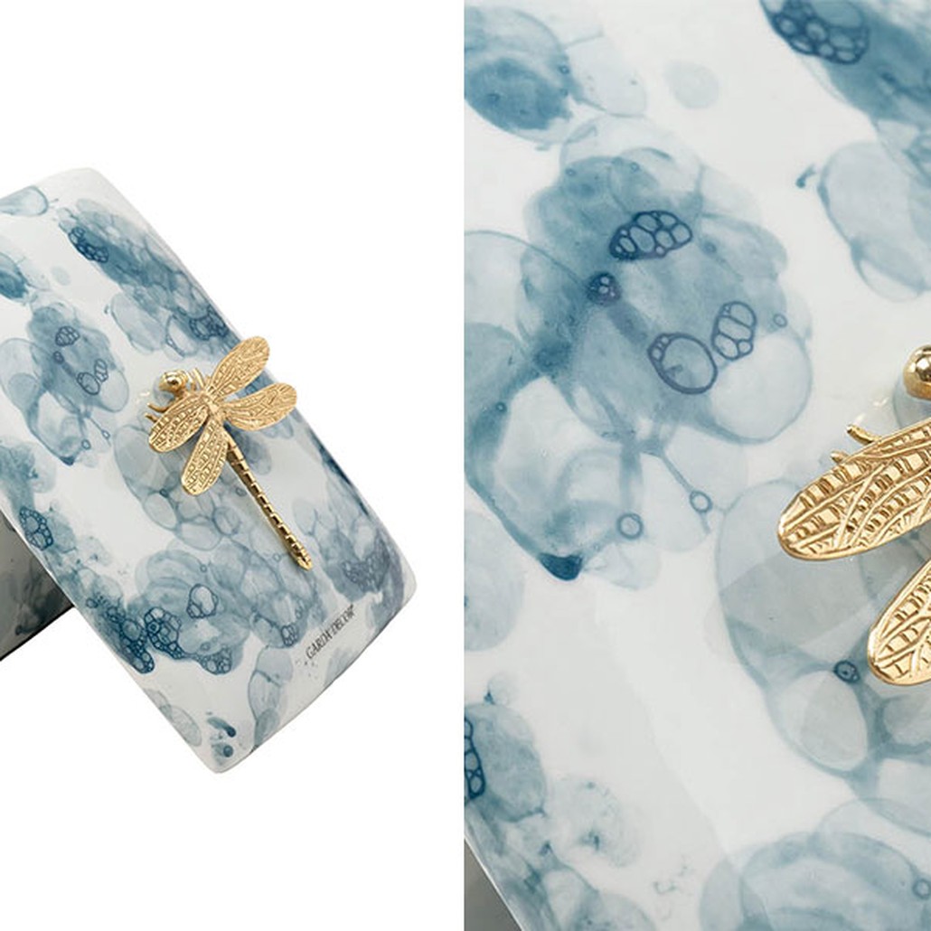 Шкатулка голубая Garda Golden dragonfly big