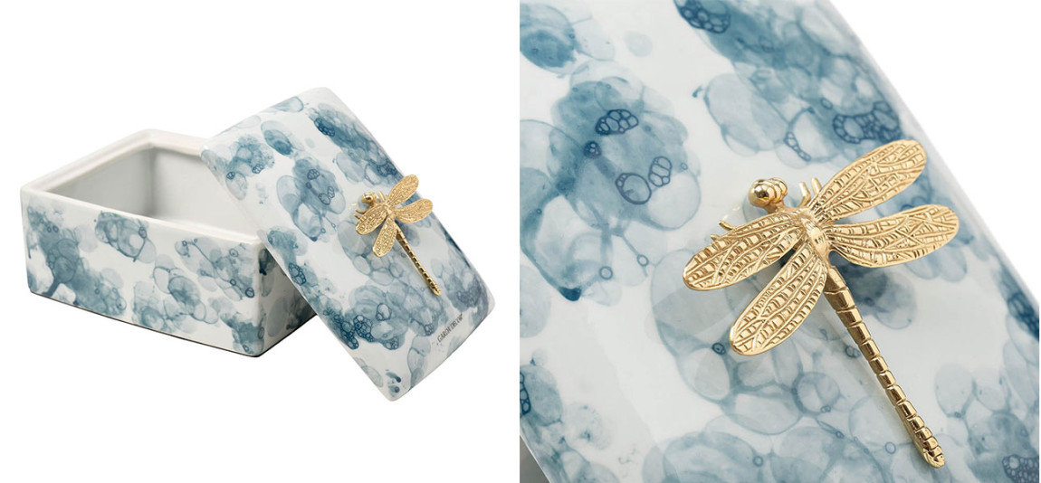 Шкатулка голубая Garda Golden dragonfly big