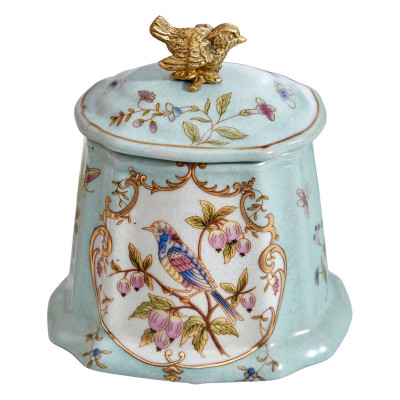 Шкатулка голубого цвета с рисунком и состаренным эффектом Eden Garden