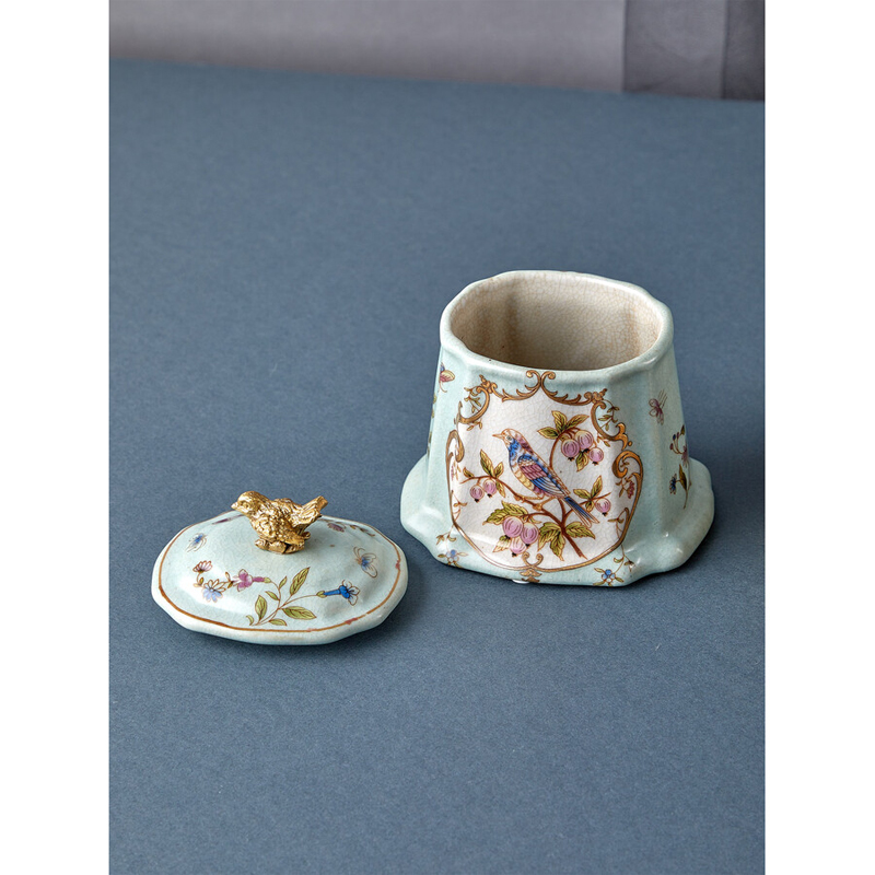 Шкатулка голубого цвета с рисунком и состаренным эффектом Eden Garden