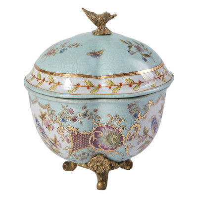 Шкатулка голубого цвета с цветочными орнаментами Blue Garden