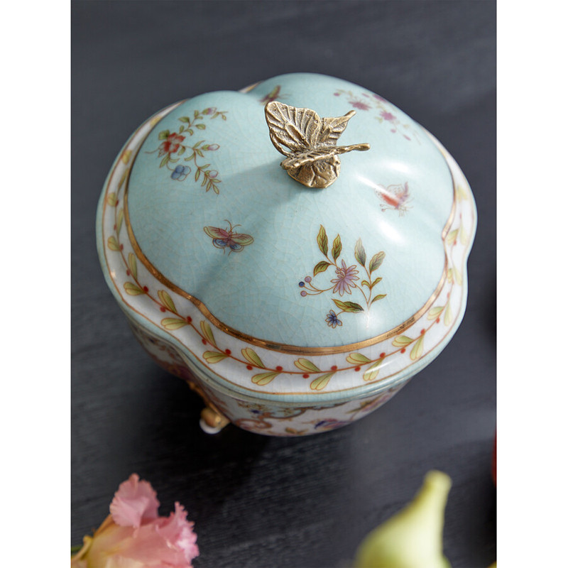 Шкатулка голубого цвета с цветочными орнаментами Blue Garden