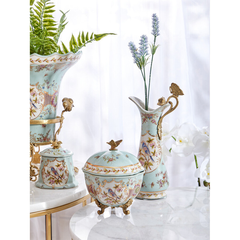 Шкатулка голубого цвета с цветочными орнаментами Blue Garden