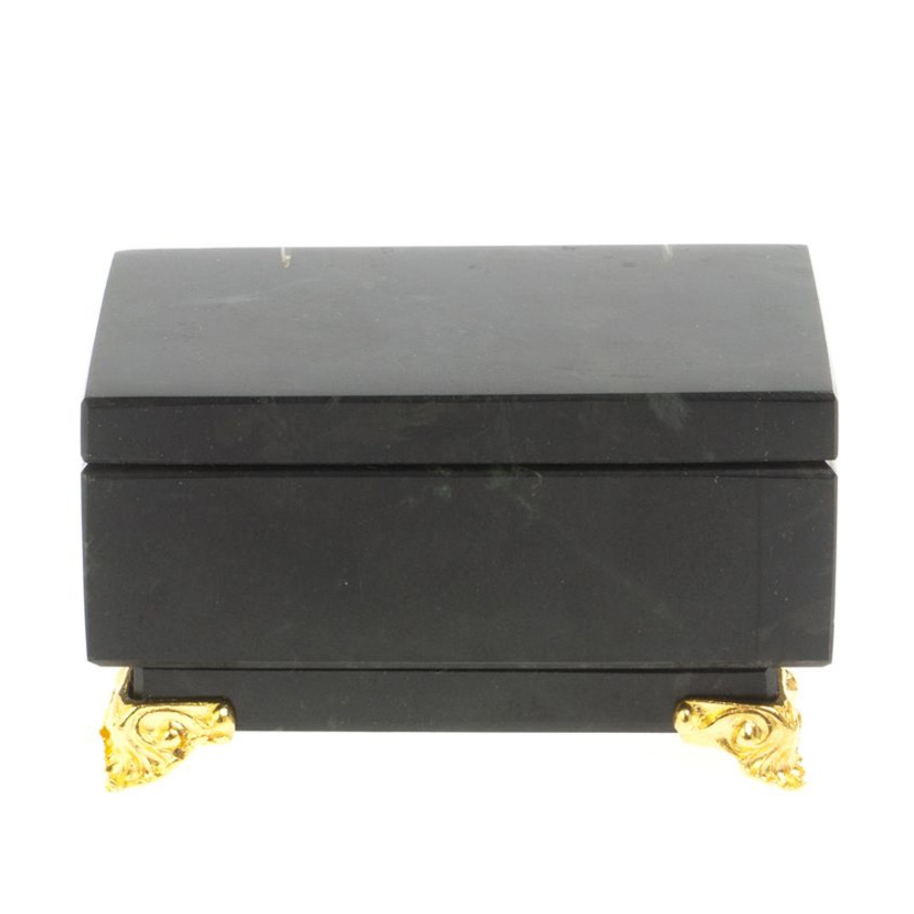 Шкатулка из натурального камня змеевик чёрного цвета Stone Casket