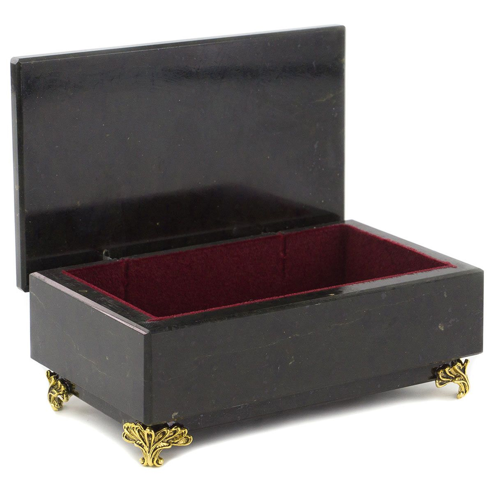 Шкатулка из натурального камня змеевик чёрного цвета Stone Casket