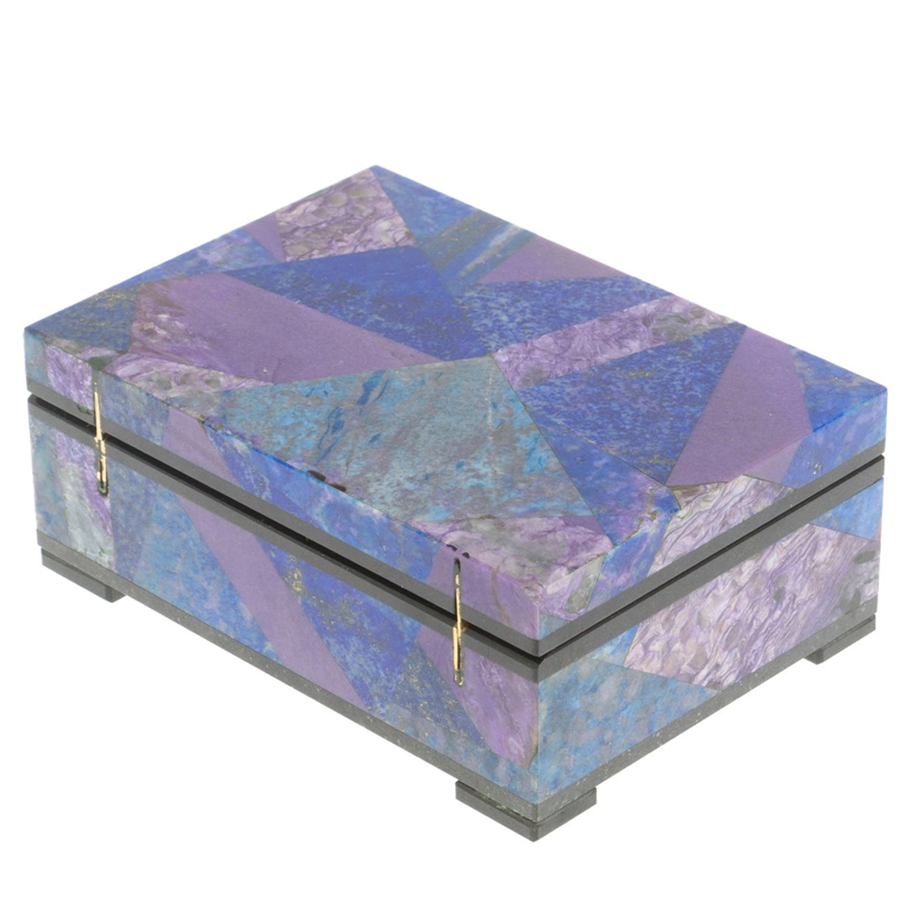 Шкатулка из натурального камня лазурит и чароит Stone Casket