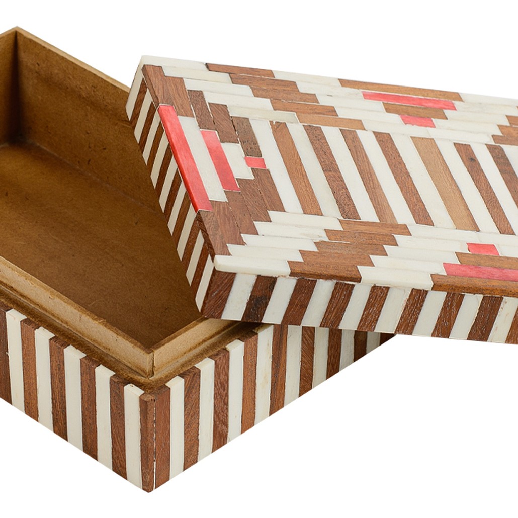 Шкатулка инкрустация костью Bone Inlay Box Red
