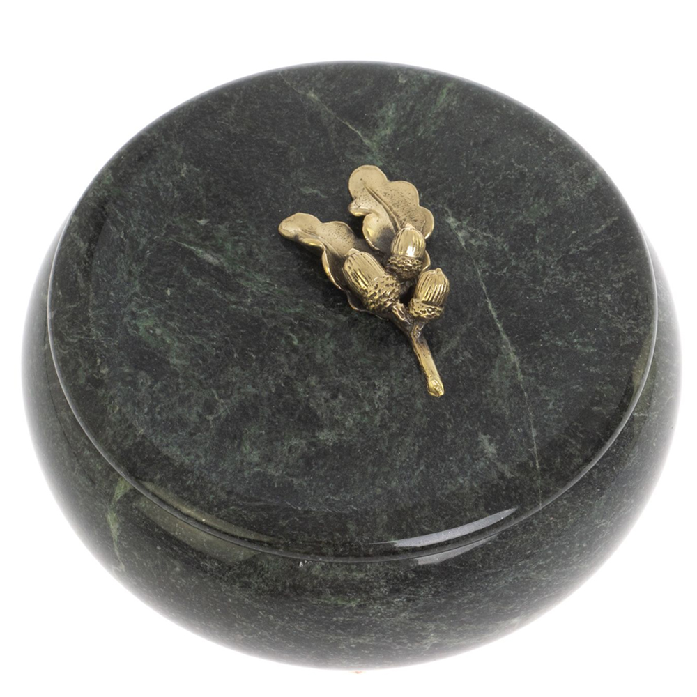 Шкатулка круглая из натурального камня змеевик Stone Casket