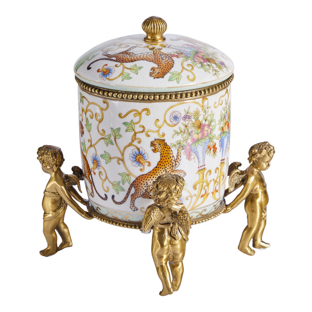 Шкатулка на ангелах из фарфора с бронзовыми элементам Eden Garden