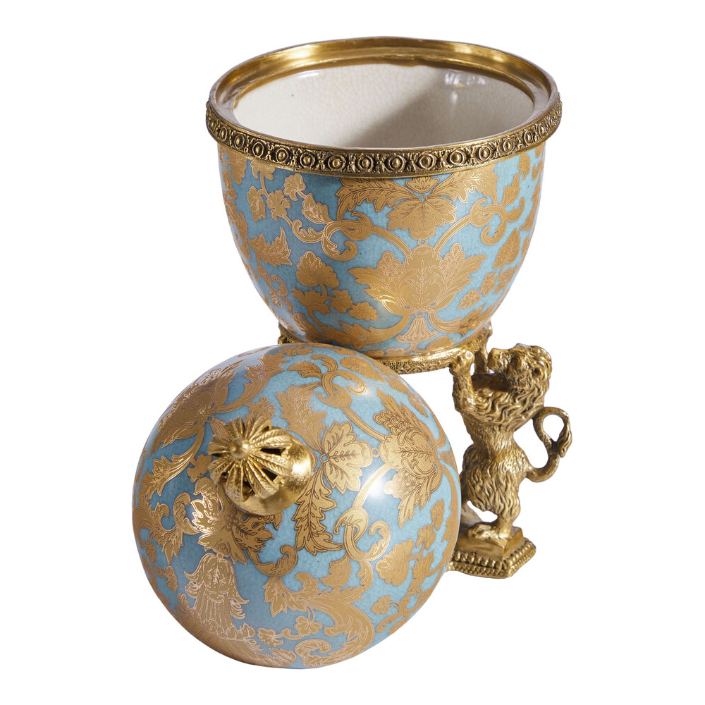 Шкатулка на величественных львах из фарфора с бронзовыми элементами Eden Garden