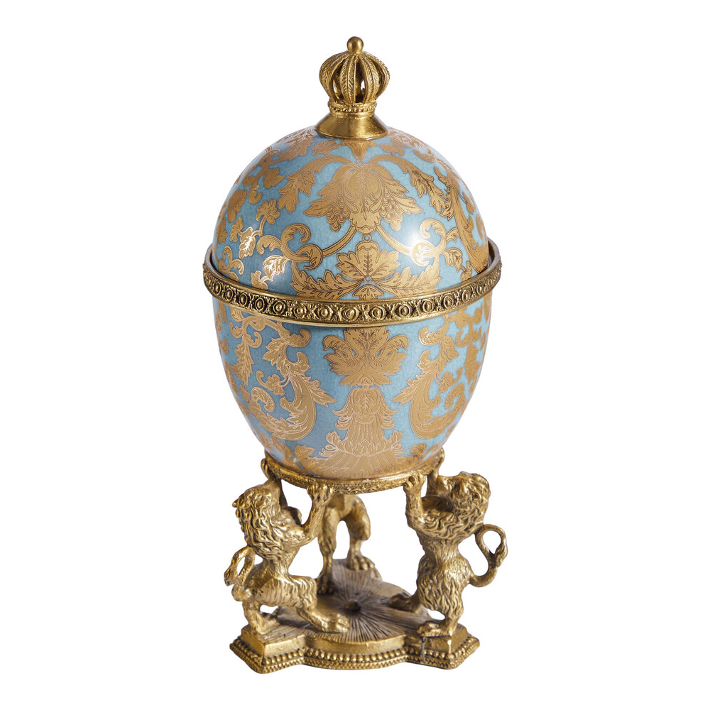 Шкатулка на величественных львах из фарфора с бронзовыми элементами Eden Garden