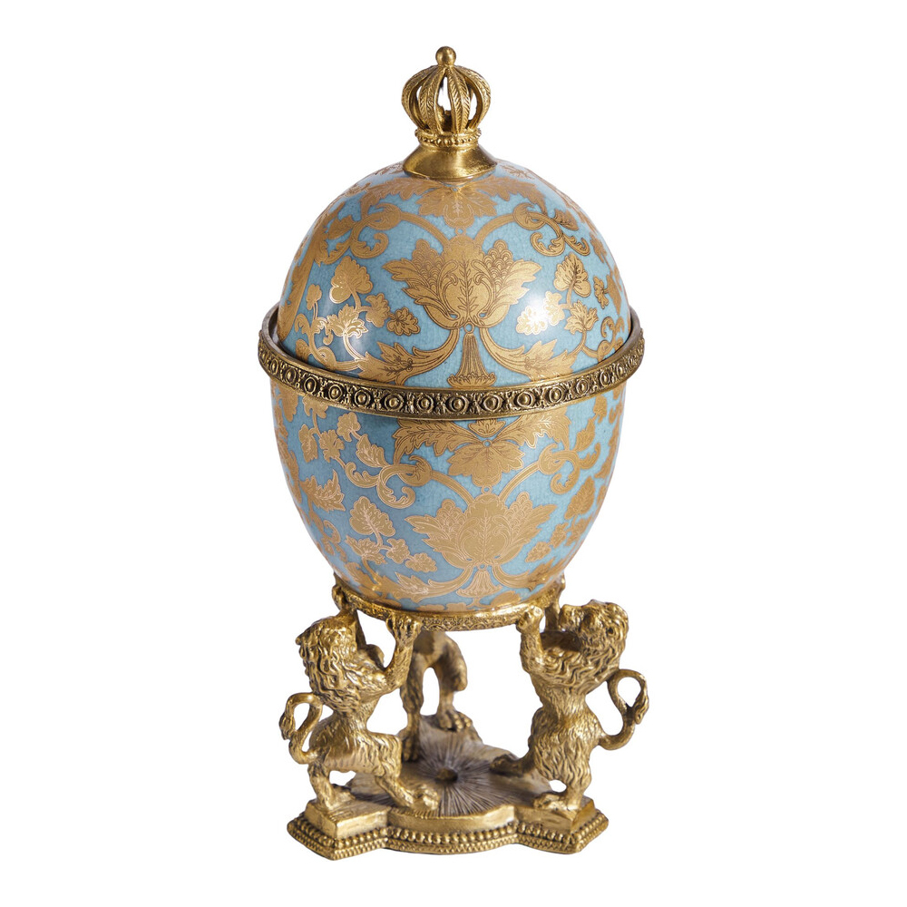 Шкатулка на величественных львах из фарфора с бронзовыми элементами Eden Garden