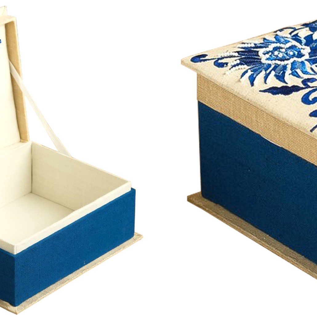 Шкатулка с вышивкой Blue Flowers Beads Embroidery Box