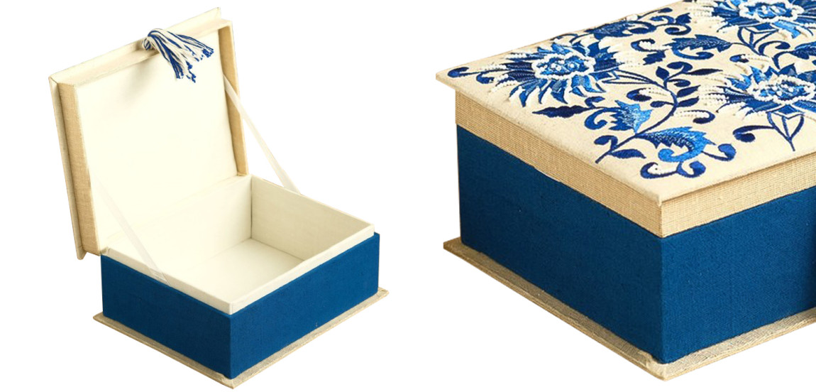 Шкатулка с вышивкой Blue Flowers Beads Embroidery Box