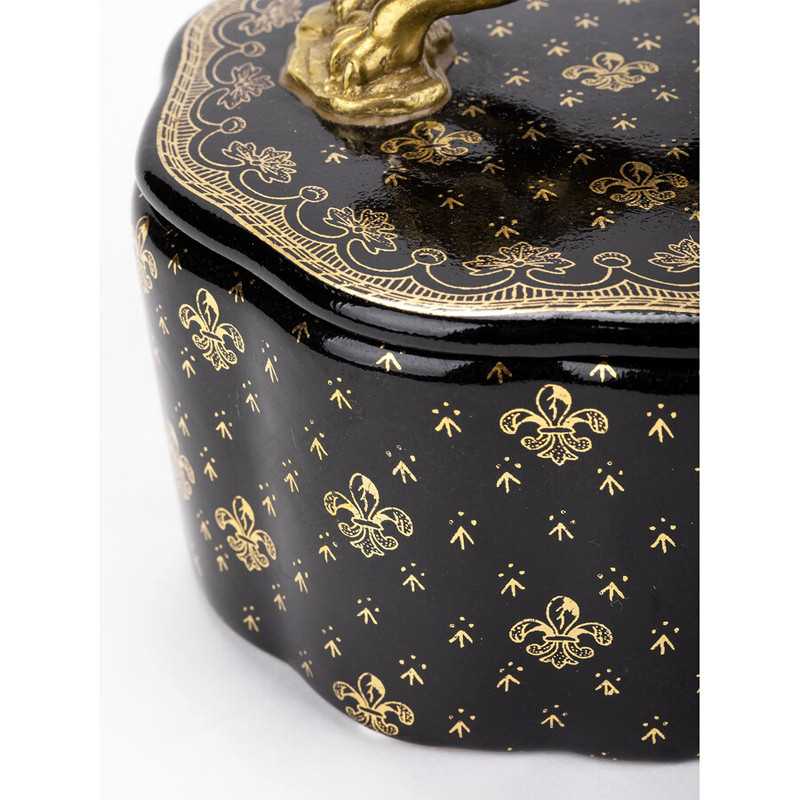 Шкатулка черного цвета с крышкой с фигуркой льва Eden Garden