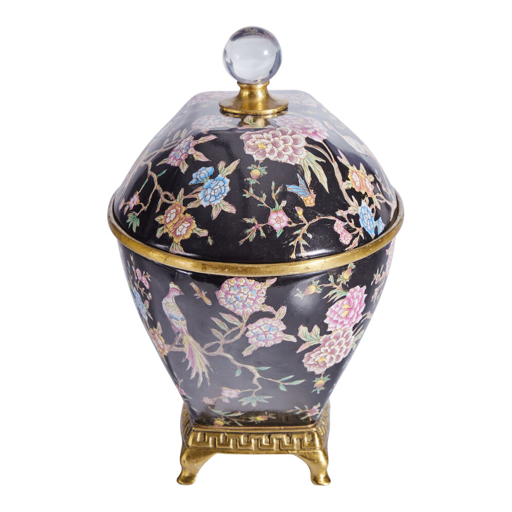 Шкатулка черного цвета с цветочной росписью Eden Garden