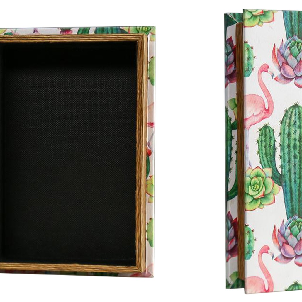 Шкатулка-книга Flamingos and Cacti Mirror Book Box