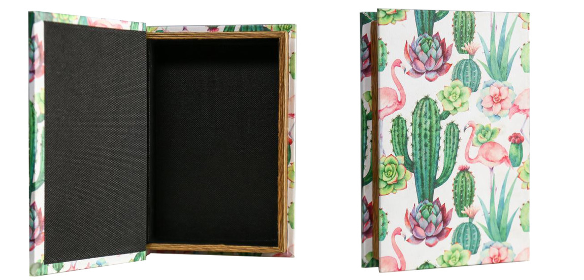 Шкатулка-книга Flamingos and Cacti Mirror Book Box