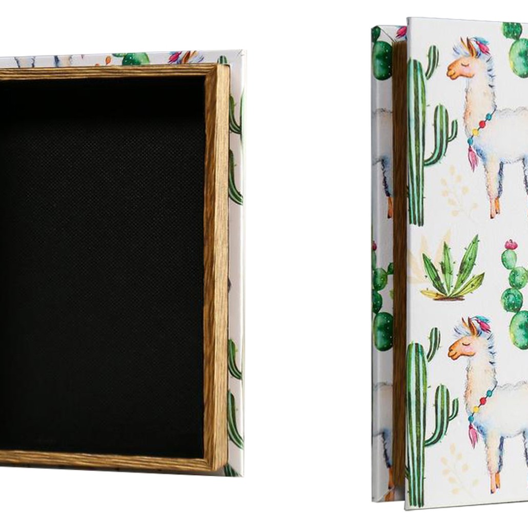 Шкатулка-книга Funny Llama and Cactus Mirror Book Box