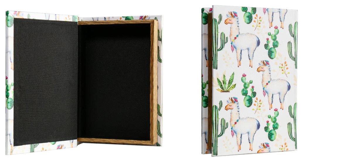 Шкатулка-книга Funny Llama and Cactus Mirror Book Box