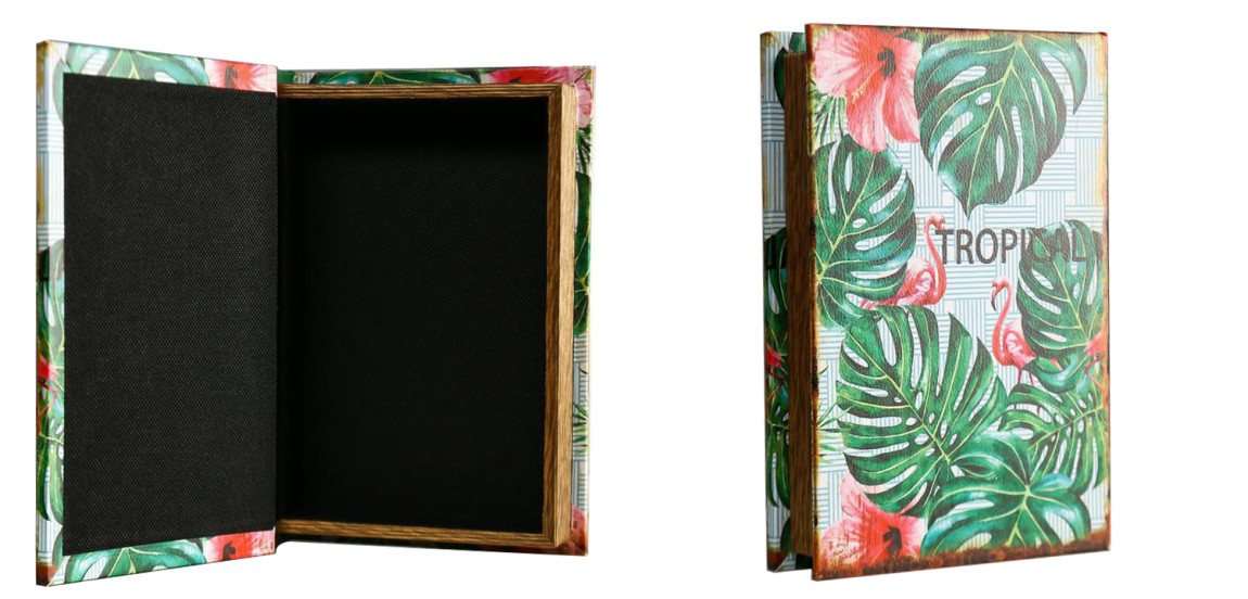 Шкатулка-книга Tropical Flamingos Mirror Book Box