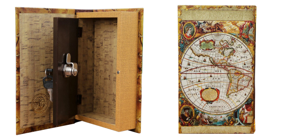 Шкатулка-книга с сейфом Историческая Карта XVII