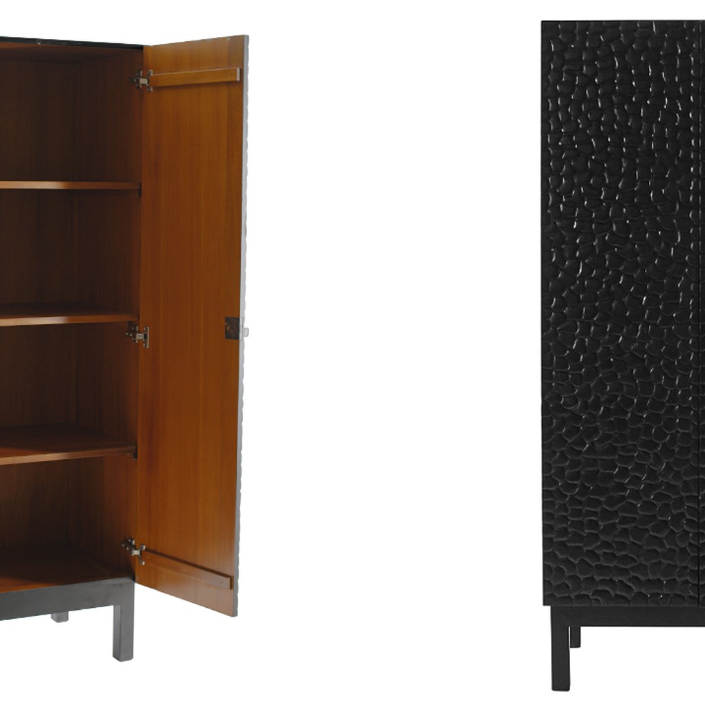 Шкаф Black Pebble Wood Carved Cabinet
