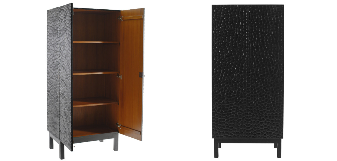 Шкаф Black Pebble Wood Carved Cabinet