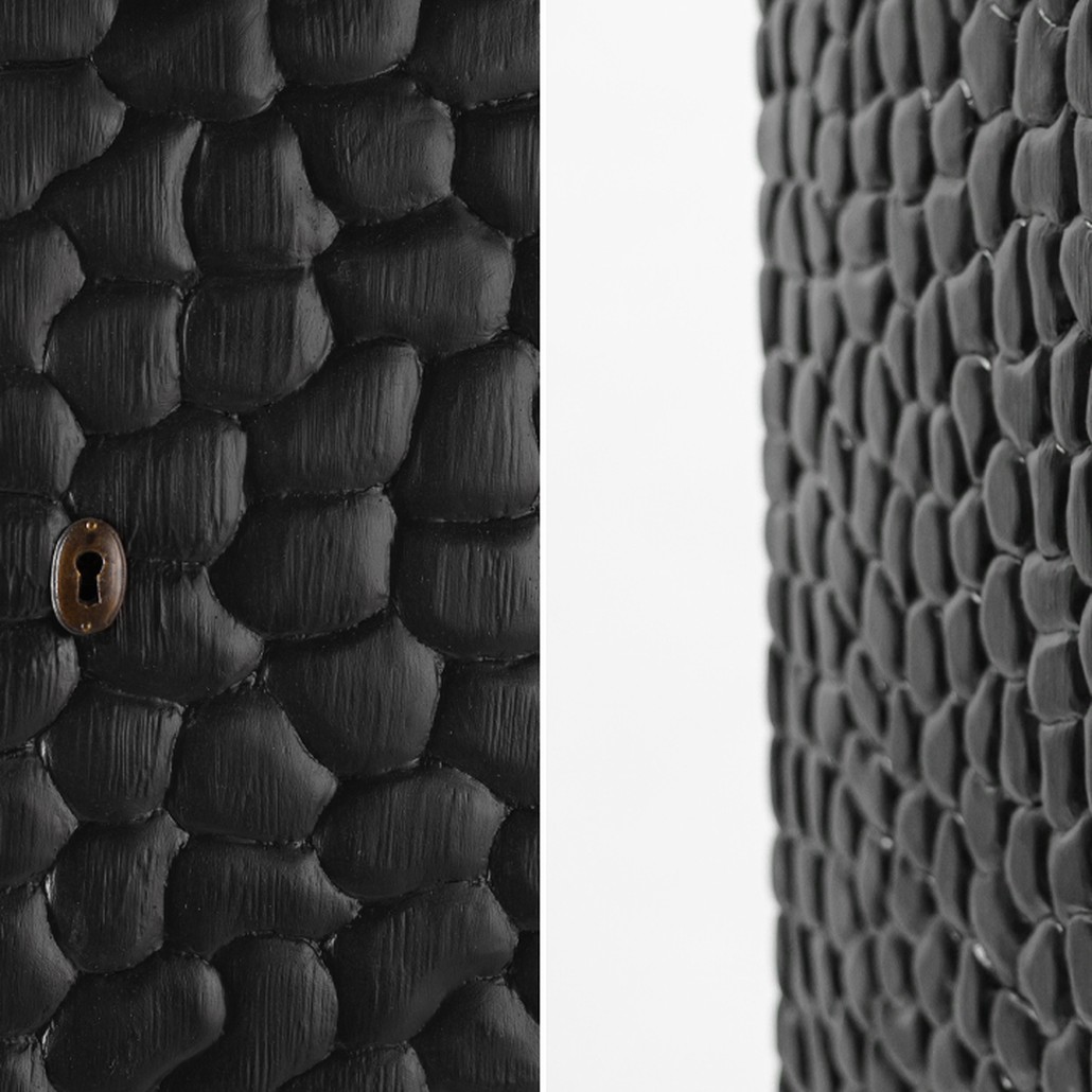 Шкаф Black Pebble Wood Carved Cabinet