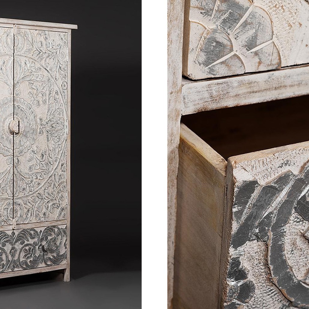 Шкаф Indian antique white Cupboard