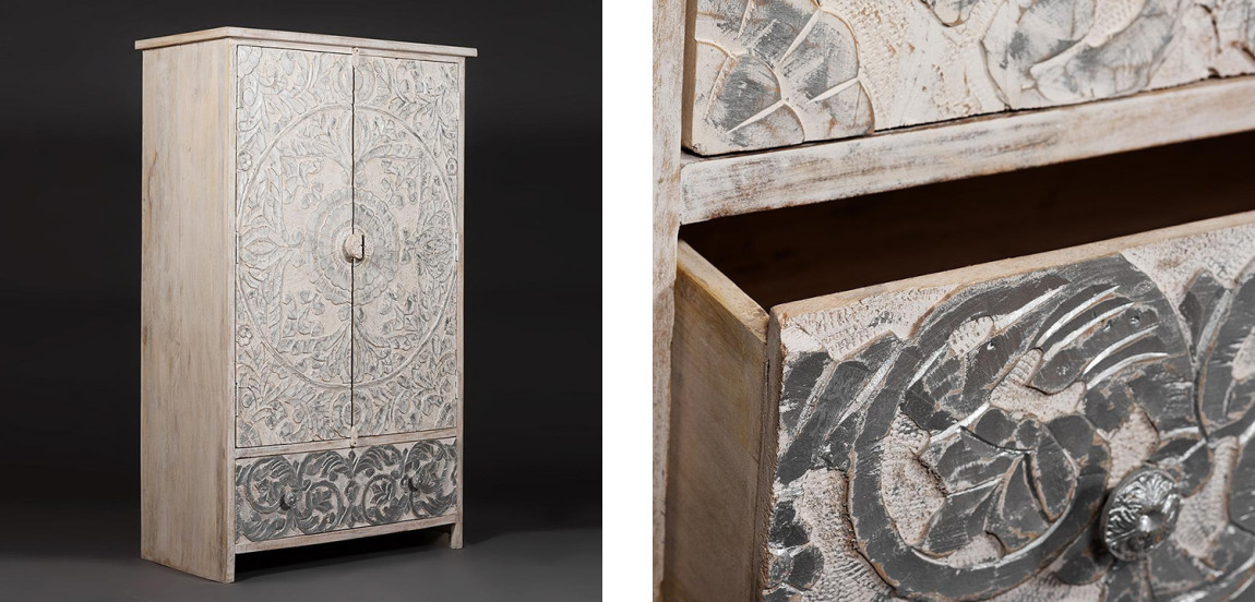 Шкаф Indian antique white Cupboard