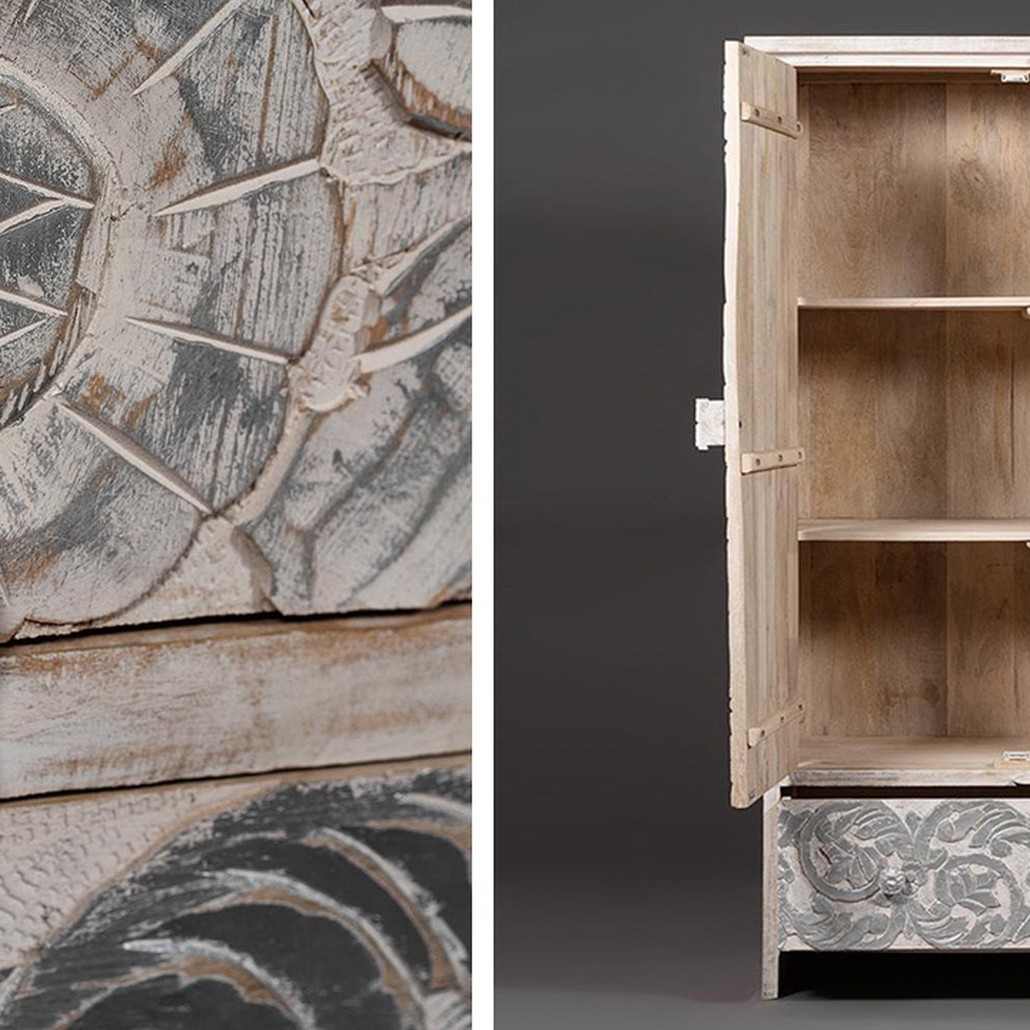 Шкаф Indian antique white Cupboard