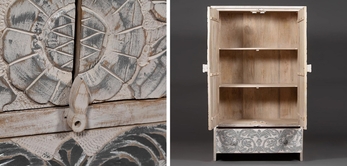 Шкаф Indian antique white Cupboard