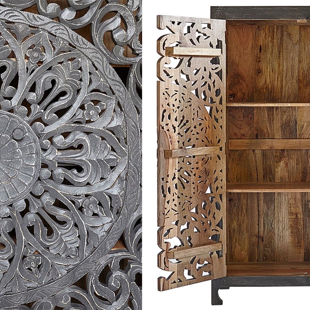 Шкаф Indian Antique White Furniture Cupboard Mistry серый