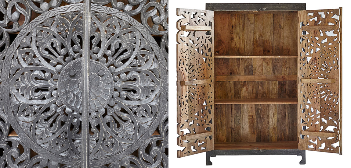 Шкаф Indian Antique White Furniture Cupboard Mistry серый