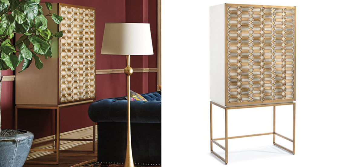 Шкаф Park Avenue Brass Wave Pattern Bar Cabinet