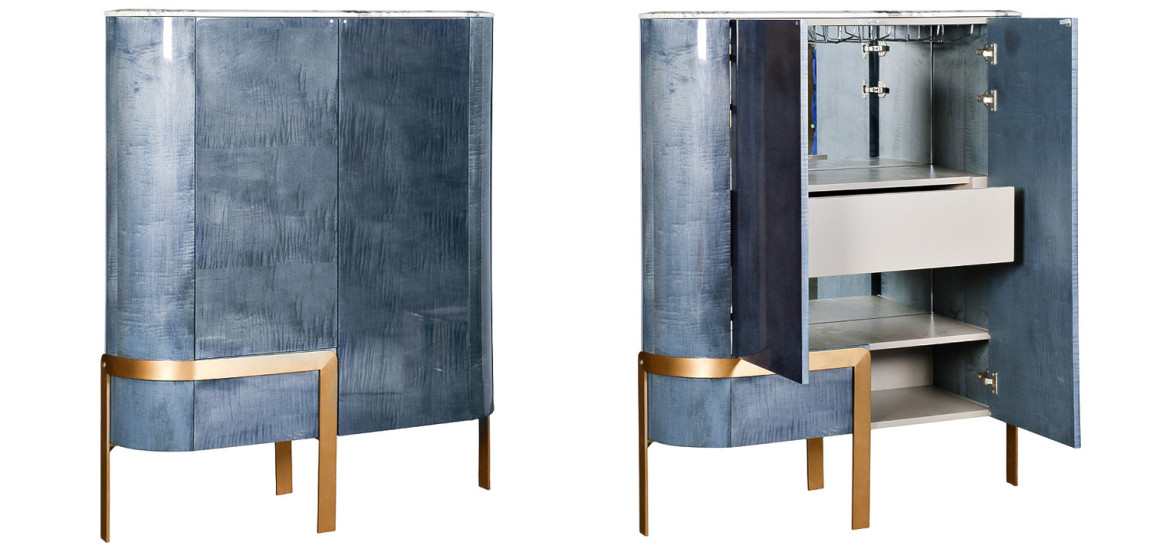 Шкаф в стиле арт-деко Aberforth Cabinet Синий перламутр