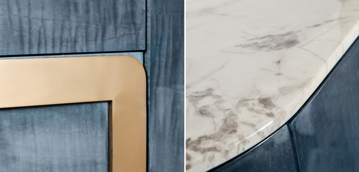 Шкаф в стиле арт-деко Aberforth Cabinet Синий перламутр