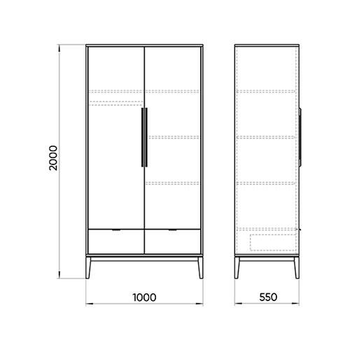 Шкаф двухстворчатый с фасадом из шпона дуба Fjord