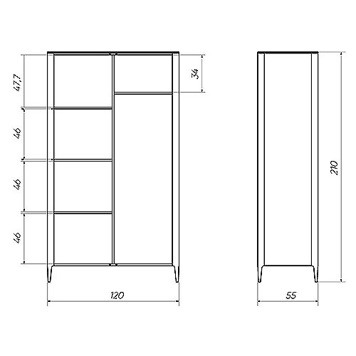 Шкаф двухстворчатый светло-серый Type