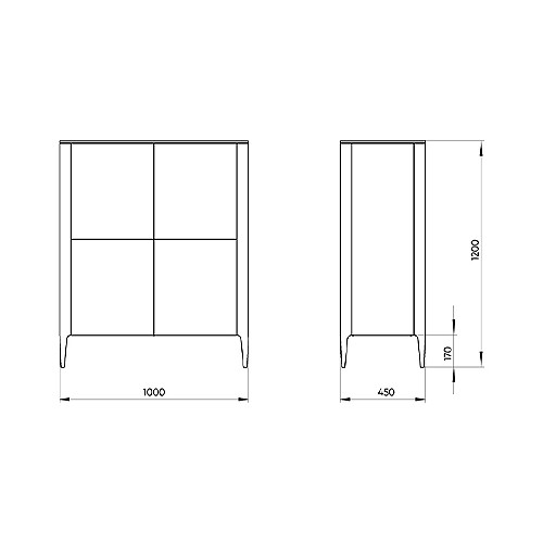 Шкаф низкий с 4-мя дверцами из массива дуба Type oak