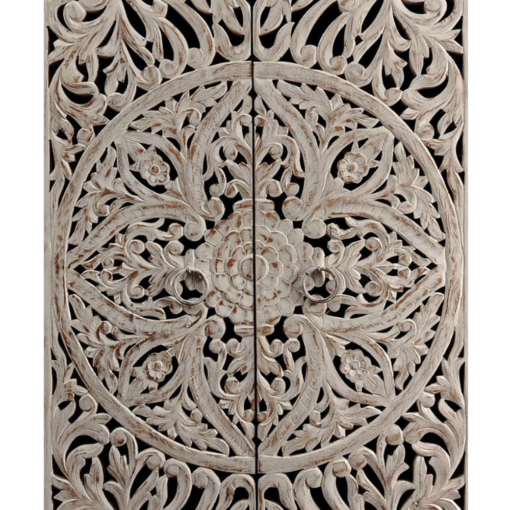 Шкаф с орнаментом ручная резьба из дерева Indian Antique Furniture