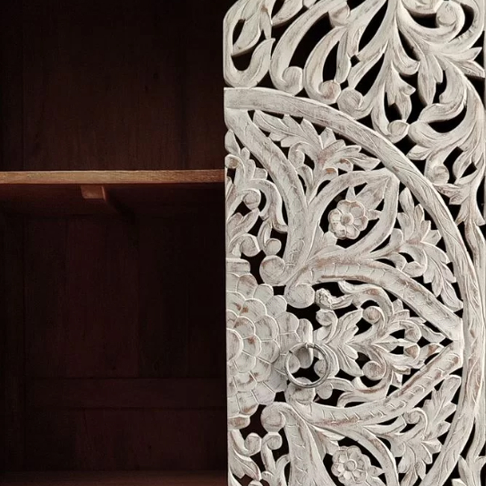 Шкаф с орнаментом ручная резьба из дерева Indian Antique Furniture