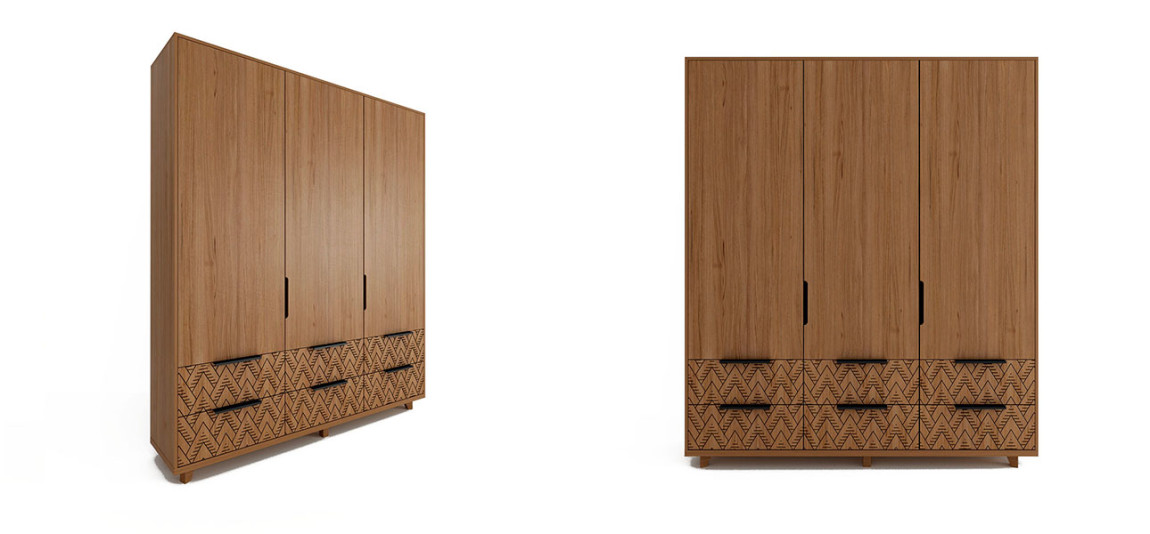 Шкаф трехстворчатый орнамент треугольники Brian