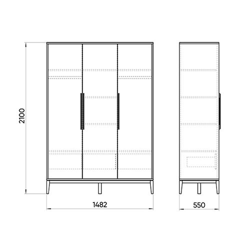 Шкаф трехстворчатый с фасадом из шпона дуба Fjord