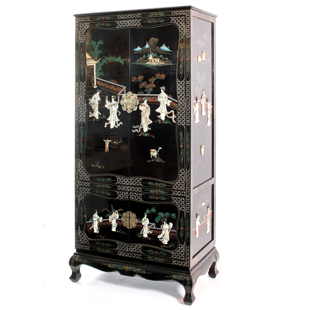 Шкаф черный в китайском стиле  Chinese Cabinet Black